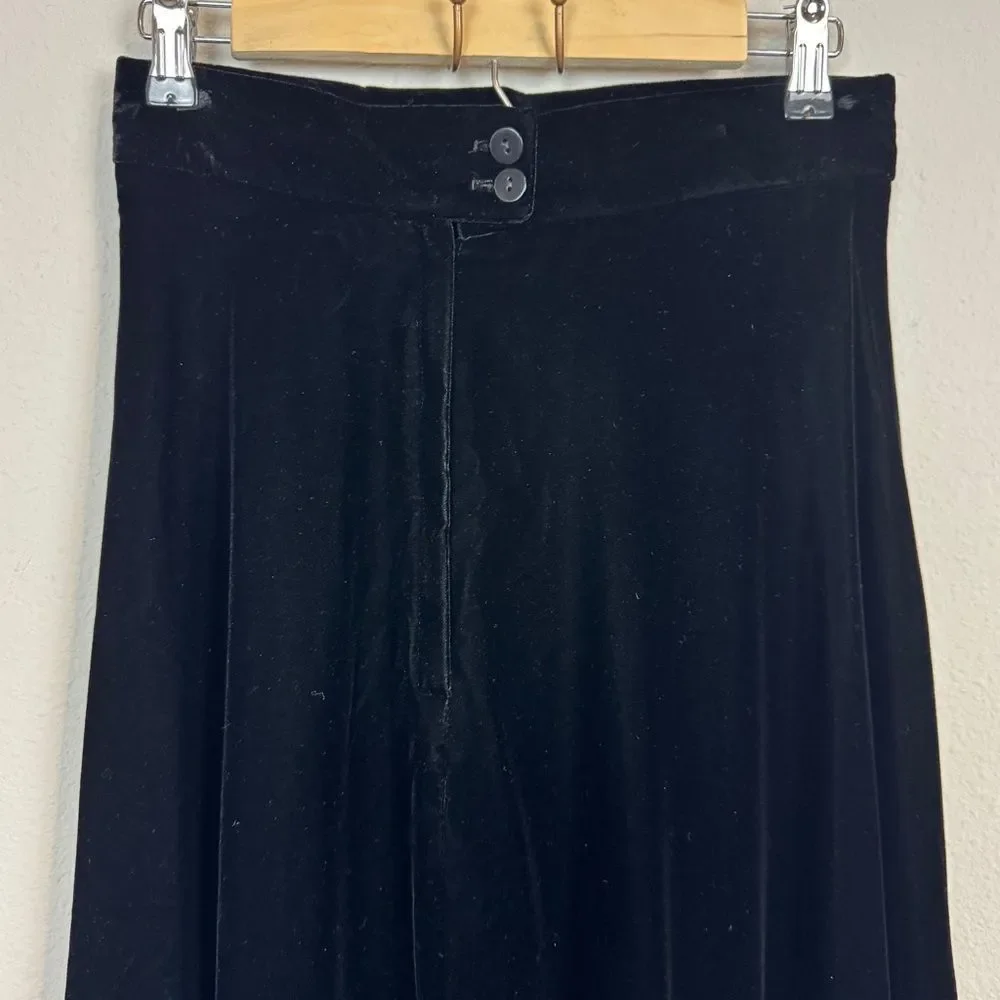 Vintage 90s Michelle Stuart Black Velvet Maxi Skirt 10 (27" waist) - Picture 5 of 9